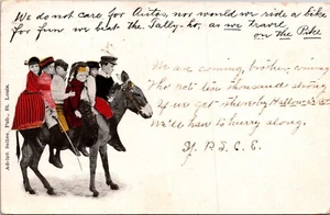 1905 Kids Riding Donkey Mule Carte Postal Undivided Back Hutchinson Postcard 1W - Picture 1 of 2
