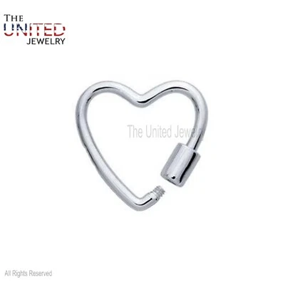 925 Sterling Silver Handmade Heart Carabiner Lock Jewelry, Handmade Screw Lock - Image 1 of 2