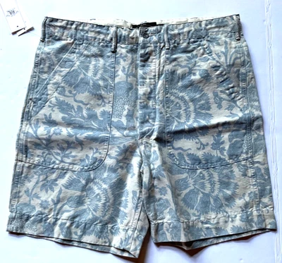 $295 RRL Ralph Lauren Floral Algodão Linho Chino Short-MASCULINO-Tamanho 34 - Imagem 1 de 3