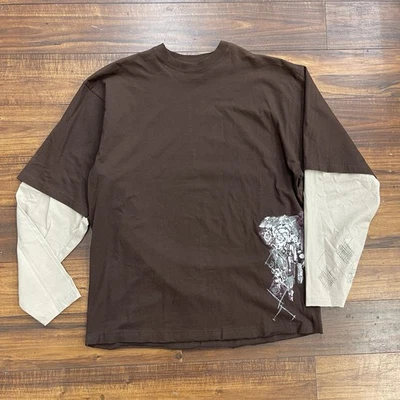 Camiseta De Colección Y2K Burnside Para Hombres Grande Marrón En Capas Manga Larga Skate Grunge Foto 1 de 4