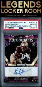 Selecciones de draft de Panini Prizm 2024 autógrafos Keon Coleman Purple Ice PSA 10 - Imagen 1 de 2