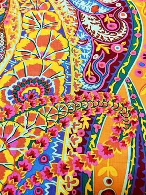 Café Fassett Paisley Jungle Orange Fat Eighth 9x21 Foto 1 de 2
