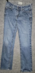 Ariat R.E.A.L Denim Jeans Women Size 32L Mid-Rise Straight Medium Blue Wash - Picture 1 of 7