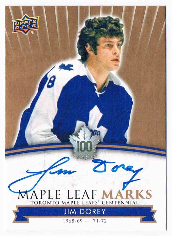 2017-18 UPPER DECK CENTENNIAL TORONTO MAPLE LEAFS MARKS AUTO JIM DOREY #MLM-JD - Image 1 of 2