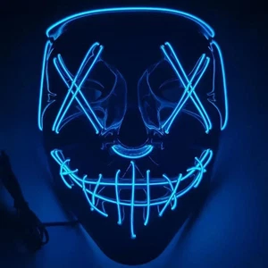 Halloween Mask, Purge Inspired LED Scary Light Up Cosplay, Fancy Costume Neon - Picture 1 of 5