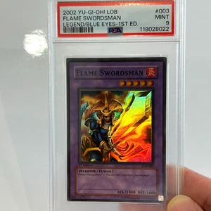 Yu-Gi-Oh! "Flame Swordsman" 1st Edition LOB-003 MINT PSA 9 Vintage - Bild 1 von 6