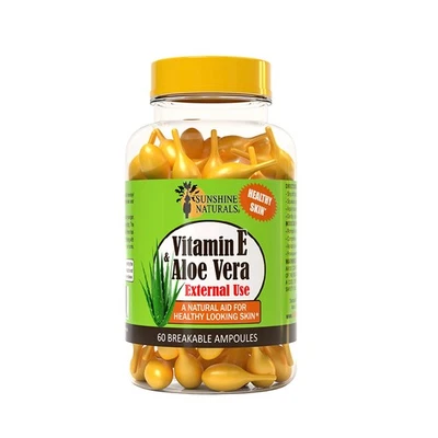 Sunshine Naturals Vitamin E and Aloe Vera Moisturizer. For Dry Skin. 60 Vials - Image 1 of 4