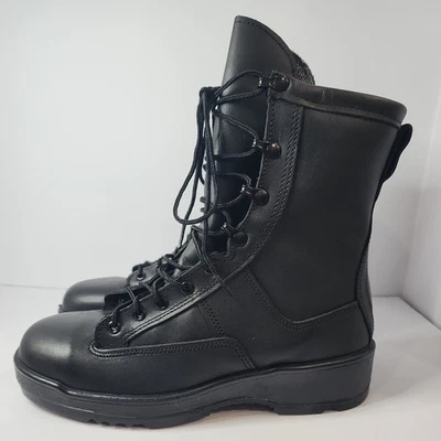  Novas Botas de Combate Biqueira de Aço Vibram Sola Preta Tamanho 9M EUA Marinha Deck de Voo - Imagem 1 de 4