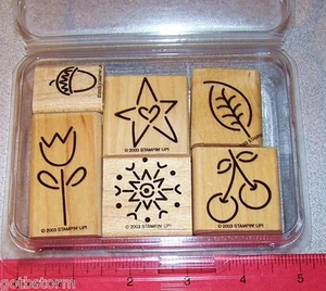 Acorn Snowflake Flower Cherries Leaf Rubber Stamp Set Stampin Up Simple Seasons - Picture 1 of 8