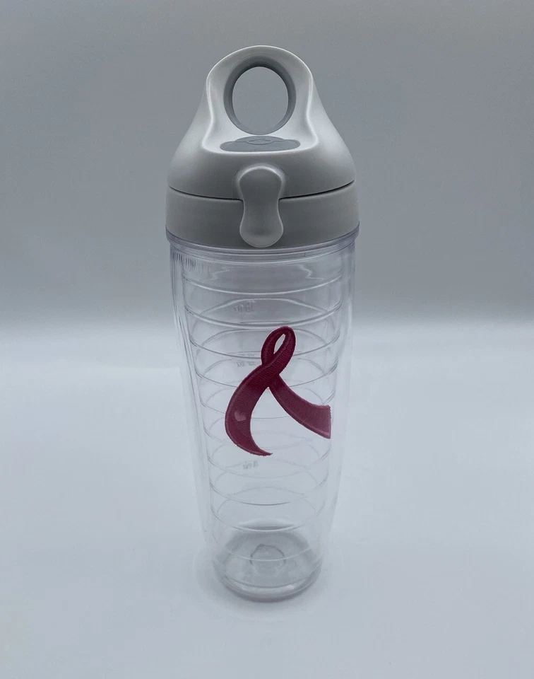 Tervis Pink Satin Breast Cancer Awareness Ribbon 24 oz Water Bottle w/Gray Lid - Image 1 of 4