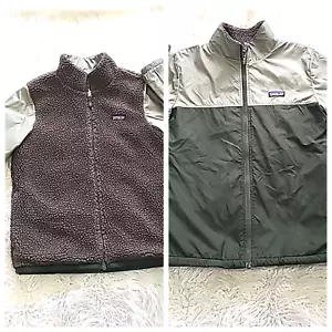 Patagonia Jacket Kids Size Youth XL 14 Brown / Green Full Zip Reversible Coat - Picture 1 of 14