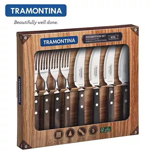 TRAMONTINA ® Pizzabesteck Set 8tlg.Pizza Messer Gabel Set FSC Polywood 29899311 - Bild 1 von 7