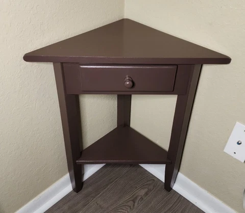 Vintage 2-Tier Wood Corner Accent Table w/ Drawer Cover