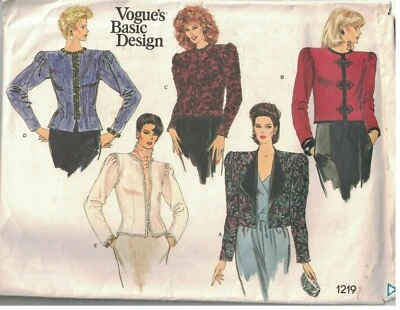 Chaqueta 1219 Vogue patrón de costura Misses diseño básico años 80 12 elegante carrera oop Foto 1 de 2