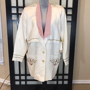 Vintage Sideffects Maritim Blazer Jacke Anker an Taschen Größe M UNPERFEKT - Bild 1 von 16