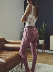 NEW S $70 Free People Cozy All Day Harem Jogger Leggings Winding Roads Red - Picture 1 of 7