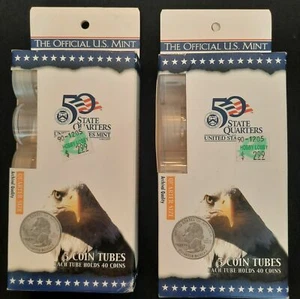 10 Harris State Quarter Size Clear Tubes Holds 40 Coins Each 2 Packs Of 5  - Picture 1 of 2