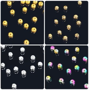 6mm/100 Stck. 8mm/50 Stck. Metall Gold, Silber, Regenbogen Rund Acryl Perlen Zum Selbermachen Basteln - Bild 1 von 13