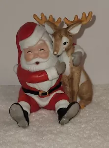 Vintage George-GOOD Santa with Reindeer, Made in Taiwan - Picture 1 of 8