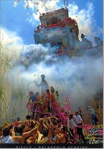 CARTOLINA SICILIA POSTCARD SICILY PALAZZOLO ACREIDE  FESTA DI SAN PAOLO - Picture 1 of 1