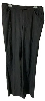 Pantalones de vestir Liz Claiborne Audra negros rosas rayas para mujer talla 14 usados en excelente estado 34x31" Foto 1 de 4