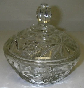 Anchor Hocking Glass EAPC Prescut STAR of DAVID Clear Candy Dish with Lid 5¼” - Picture 1 of 3
