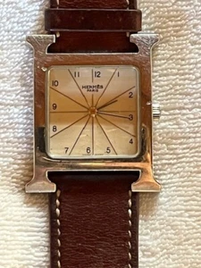 HERMES H watch HH1.510 Quartz Brown Leather Band - Picture 1 of 9
