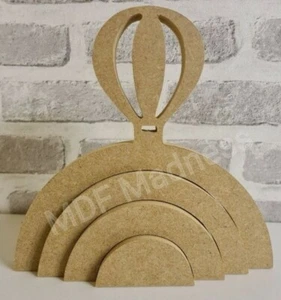 MDF FORMA ARTIGIANALE. IMPILATORE MONGOLFIERA ARCOBALENO 3D IN LEGNO.  - Foto 1 di 1