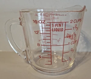 Glass Fire King Measuring 2-Cup Made in USA 16 OZ Red letters #498 Vintage - Picture 1 of 7