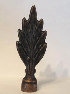 Lamp Finial Fern Leaf Plant Gothic Antiqued Ornate Brown Elegant 3.5" x 1.25" IN - Picture 1 of 2