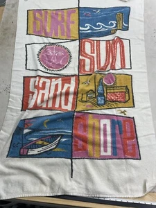 60’s Beach Towel SURF SUN SAND SHORE by Cannon 34x57 A7102 - Picture 1 of 7