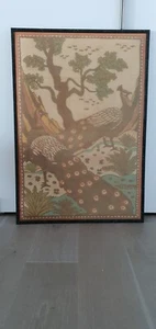 Original Mid Century Vintage, Retro Chinese Frame Silk Art - Picture 1 of 7