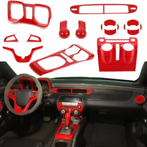 17x Red Full Interior Console Decor Cover Trims Kit For Chevy Camaro 2012-15 - Foto 1 di 19