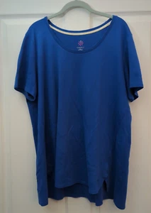 Isaac Mizrahi Live Essentials XL Blue Top Short Sleeve Shirt Casual Solid Color - Picture 1 of 21