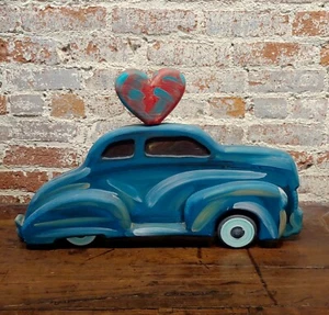 Frank Romero -Blue Chevy Car of Love -Oil painted Sculpture - Picture 1 of 11