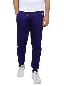 Mens Fleece Jogger Sweatpants With Zipper Pockets Slim Fit Warm Lounge Gym NWT