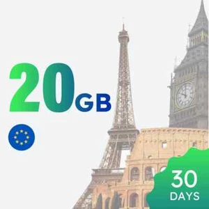 [Esim] Europe 20 Go 30 jours - Voyage dans 40+ pays avec données 5G rapides - Photo 1 sur 2