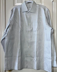 Gray White Black Vertical Lines Louis Philippe 44 CMS Long Sleeve Button Down - Picture 1 of 9