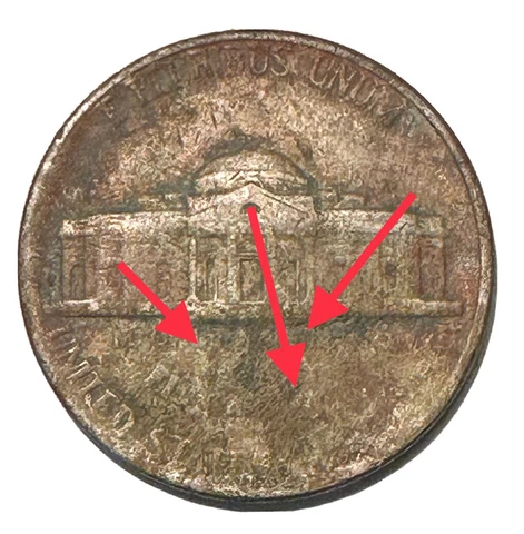 1989P Jefferson Nickel Struck Through Grease Error Monticello And Cent Missing Cover