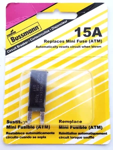 Mini disyuntor Bussmann CB211-15 15 amperios reemplaza fusible ATM 14VCC automotriz - Imagen 1 de 9