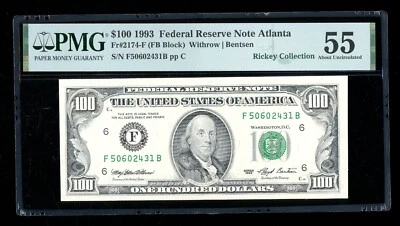 DBR 1993 $100 FRN Atlanta Fr. 2174-F PMG 55 Serial F50602431B - Image 1 of 2