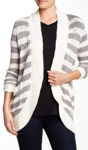 * Nuevo cárdigan abierto a rayas Bobeau suéter gris y crema Nordstroms nuevo con etiquetas talla L - Imagen 1 de 3