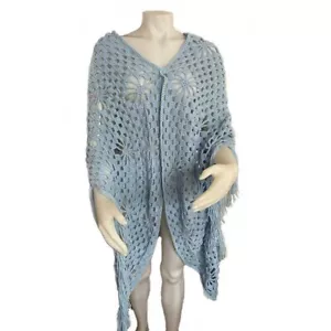 Women Shawl Crochet Handmade Blue Gray - One Size - Picture 1 of 1