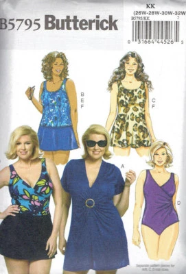 Swimsuit Coverup Briefs Women's 26w-32w Butterick 5795 Sewing Pattern - Image 1 of 2