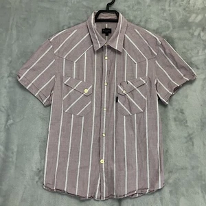 Paul Smith Shirt Purple Stripe Pearl Snap Short Sleeve Mens Large - Picture 1 of 7
