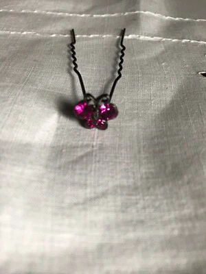 Dark Pink Swarowski Butterfly Hair Pick - Image 1 of 2