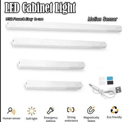 20cm 50cm LED Motion Sensor Under Cabinet Light USB Type-C for Closet Night Lamp - Image 1 of 4
