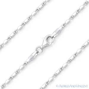 Collar de cadena italiana de 2 mm barra delgada eslabón Heshe liso .925 Italia plata esterlina - Imagen 1 de 2
