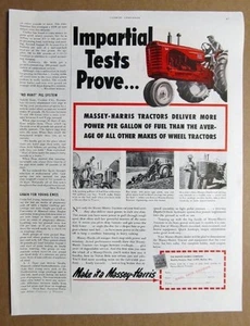 Lg 1951 Massey Harris 44 Tractor Ad IMPARTIAL TEST PROVE MORE POWER PER GALLON - Picture 1 of 1
