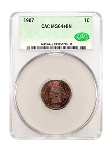 Centavo Indian Head 1907 CACG MS64+ BN - Imagen 1 de 2